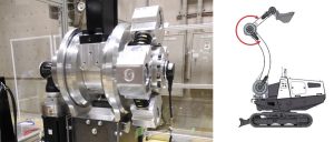 Dari kiri: Series Elastic Actuator (SEA) besar yang dikembangkan bekerja sama dengan JAXA; Memiliki jangkauan yang tinggi melalui penggunaan motor-motor gabungan.