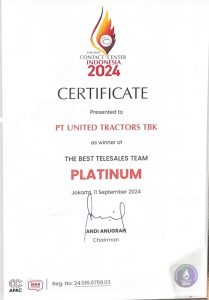 United Tractors Raih Penghargaan The Best Contact Center Indonesia 2024